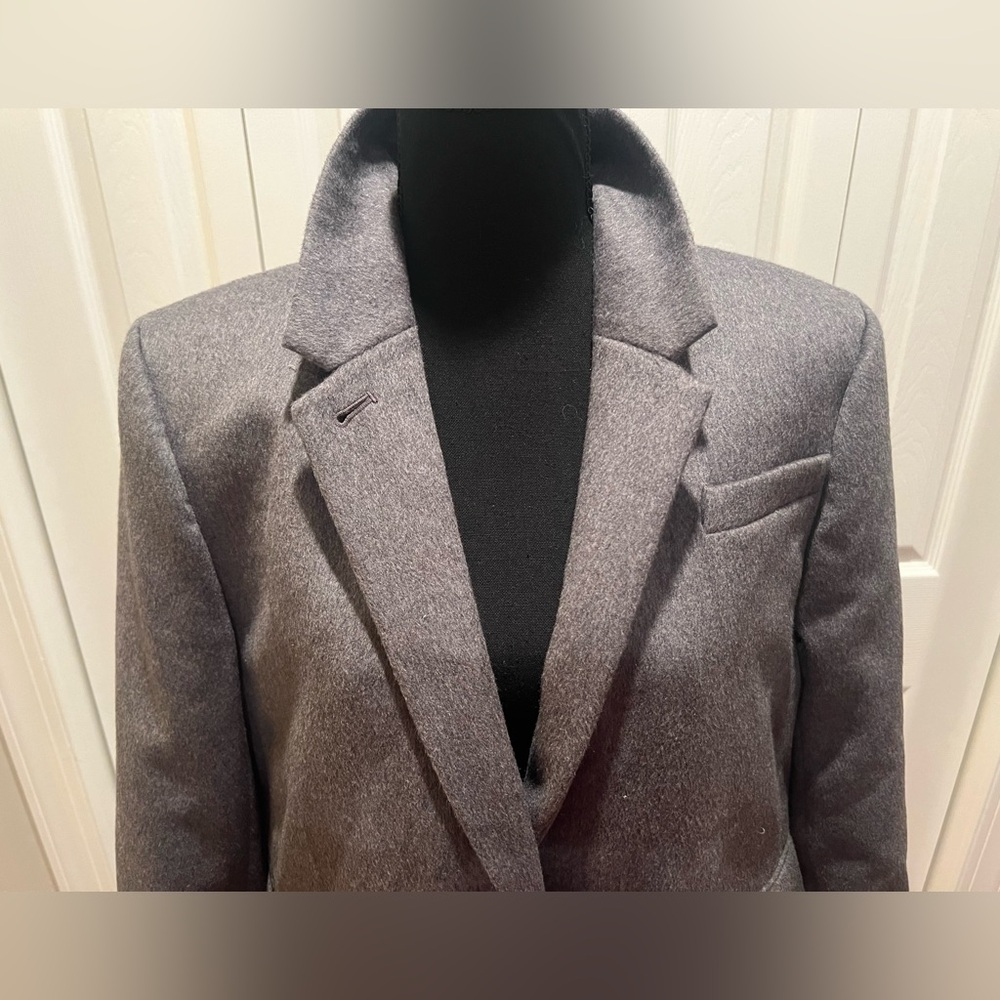 J. Crew Gray Long Coat with Gold Buttons - Picture 8 of 16